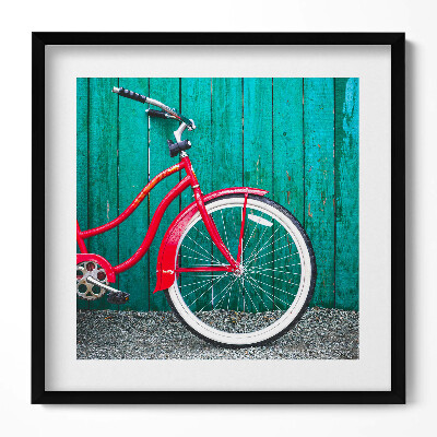 Keretezett falikép Piros kerékpár zöld háttér előtt