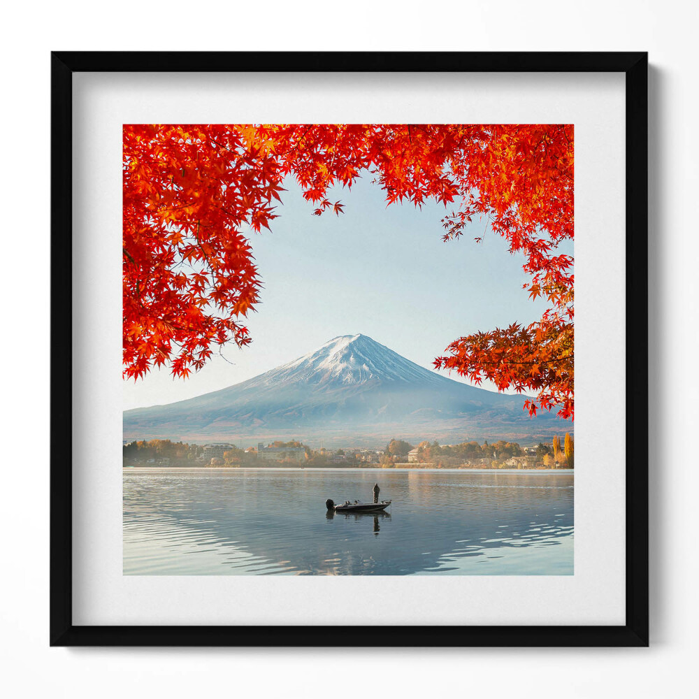 Keretezett falikép Tó hegy őszi falevelek