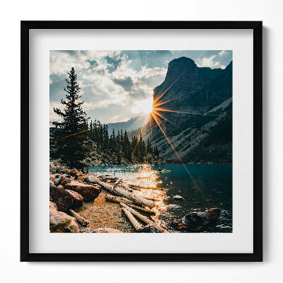 Keretezett falikép Hegyek tó napfény természet