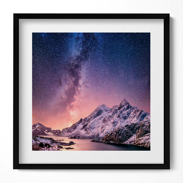 Keretezett falikép Hegyek és csillagos égbolt