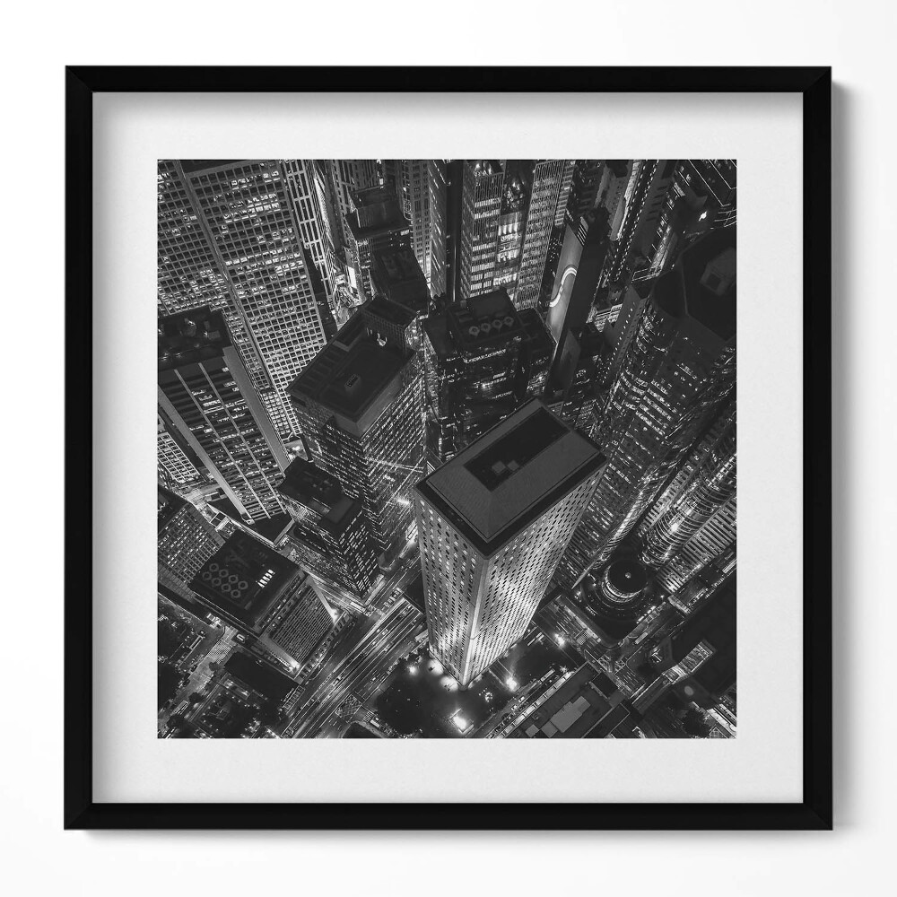 Keretezett falikép Fekete-fehér városi táj