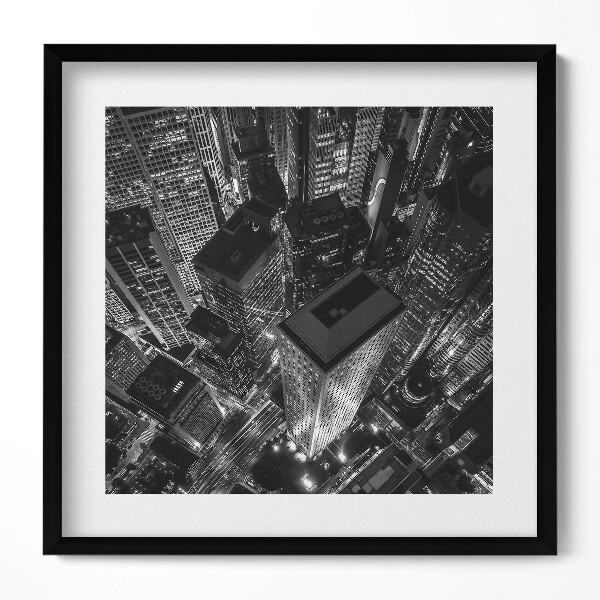 Keretezett falikép Fekete-fehér városi táj