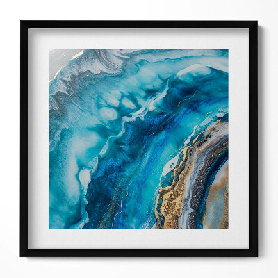 Keretezett falikép Absztrakt kék és arany mintázat