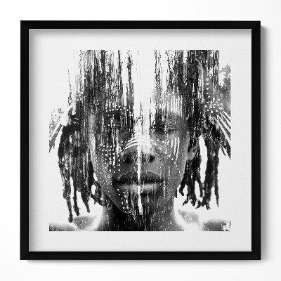 Keretezett falikép Absztrakt portré fekete-fehér