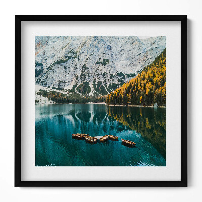 Keretezett falikép Hegyek és tükörsima tó