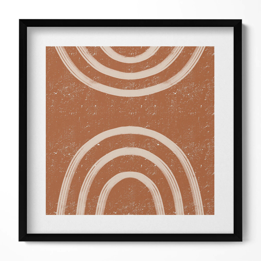 Keretezett falikép Absztrakt ívek barna háttérrel