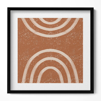 Keretezett falikép Absztrakt ívek barna háttérrel