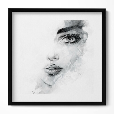 Keretezett falikép Női arc vízfesték stílusban