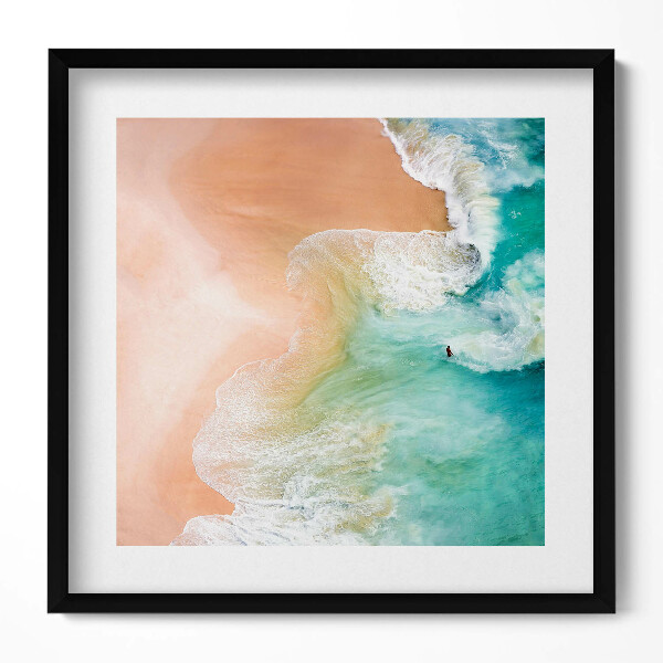 Keretezett falikép Tengerparti hullámok és homok