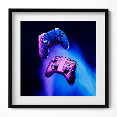 Keretezett falikép Játékvezérlők vibráló háttérrel