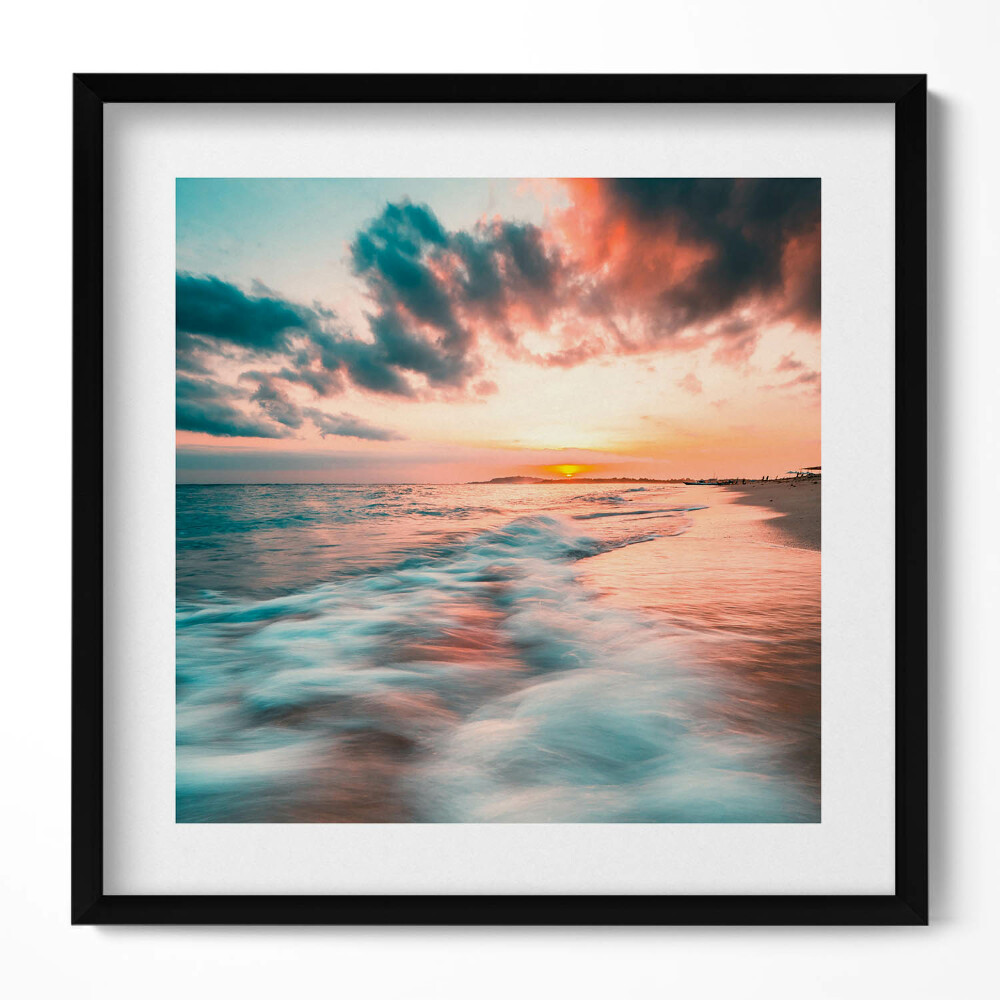 Keretezett falikép Naplemente a tengerparton