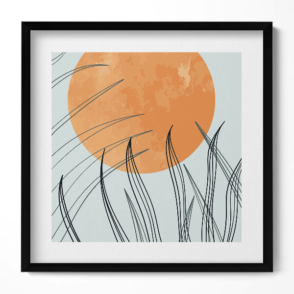 Keretezett falikép Napsütés és növények sziluettje