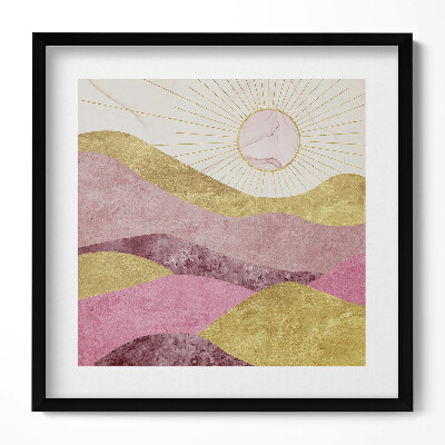 Keretezett falikép Absztrakt táj napkoronggal