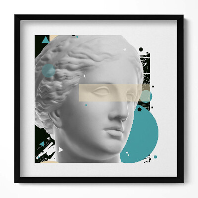 Keretezett falikép Klasszikus szobor absztrakt háttérrel