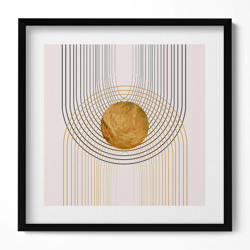 Keretezett falikép Absztrakt arany kör és vonalak