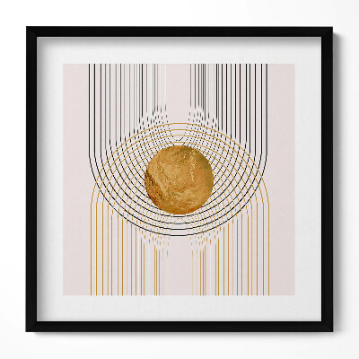 Keretezett falikép Absztrakt arany kör és vonalak