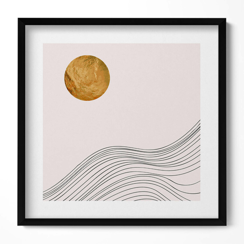 Keretezett falikép Absztrakt hullámok és nap