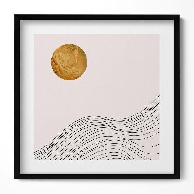 Keretezett falikép Absztrakt hullámok és nap