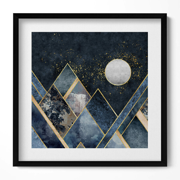 Keretezett falikép Absztrakt hegyek és hold