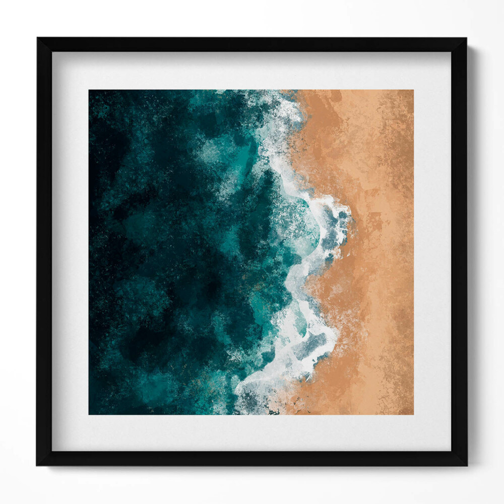 Keretezett falikép Tengerparti táj hullámok és homok