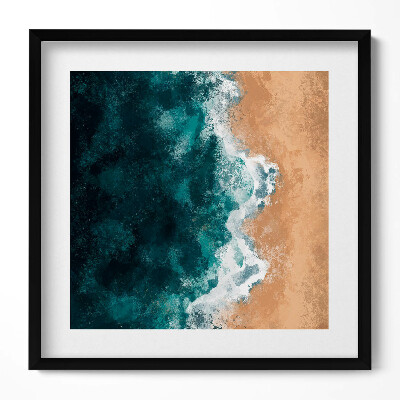 Keretezett falikép Tengerparti táj hullámok és homok