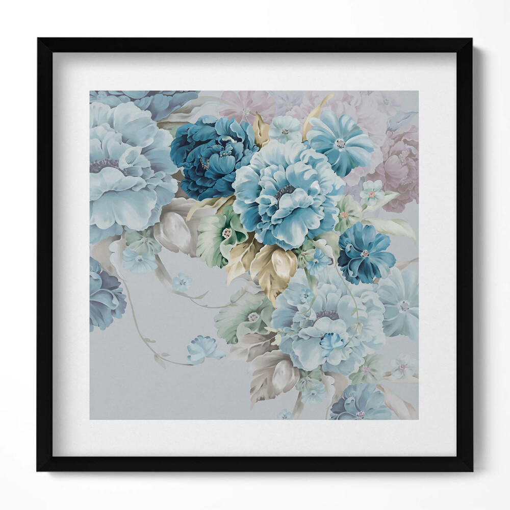 Keretezett falikép Virágmotívum pasztell színekben