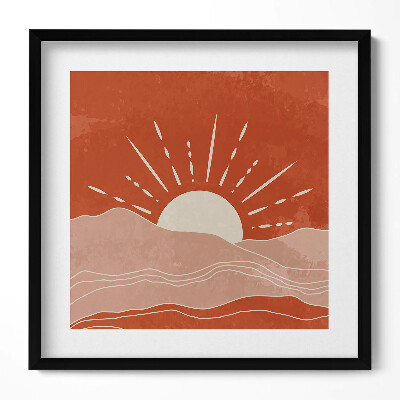 Keretezett falikép Naplemente hegyek felett