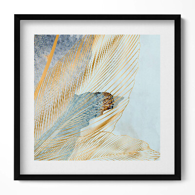 Keretezett falikép Arany vonalakkal díszített levél