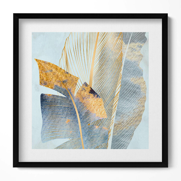 Keretezett falikép Aranyozott levelek absztrakt kompozíciója