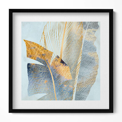 Keretezett falikép Aranyozott levelek absztrakt kompozíciója