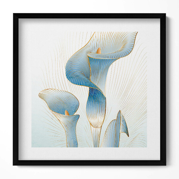 Keretezett falikép Absztrakt liliomok arany vonalakkal