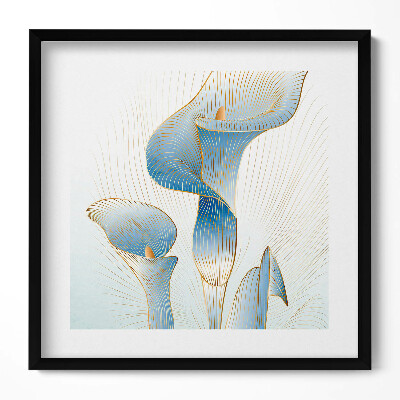 Keretezett falikép Absztrakt liliomok arany vonalakkal