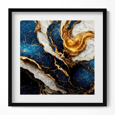 Keretezett falikép Absztrakt kék és arany mintázat