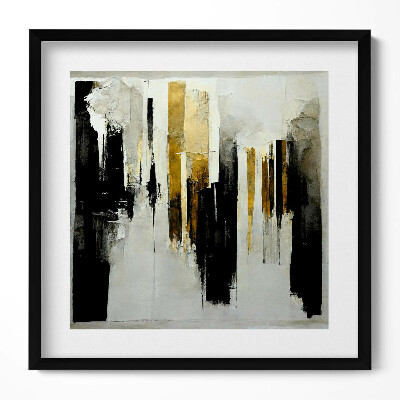 Keretezett falikép Absztrakt arany és fekete kompozíció