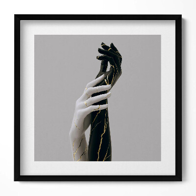 Keretezett falikép Két kéz ellentétes színekben