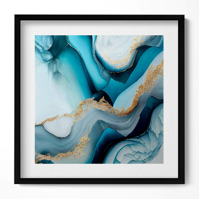 Keretezett falikép Absztrakt kék és arany minták