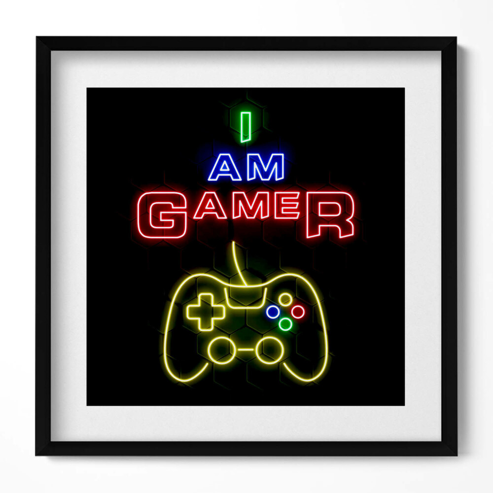 Keretezett falikép Játékos témájú neon plakát