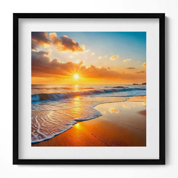 Keretezett falikép Naplemente a tengerparton