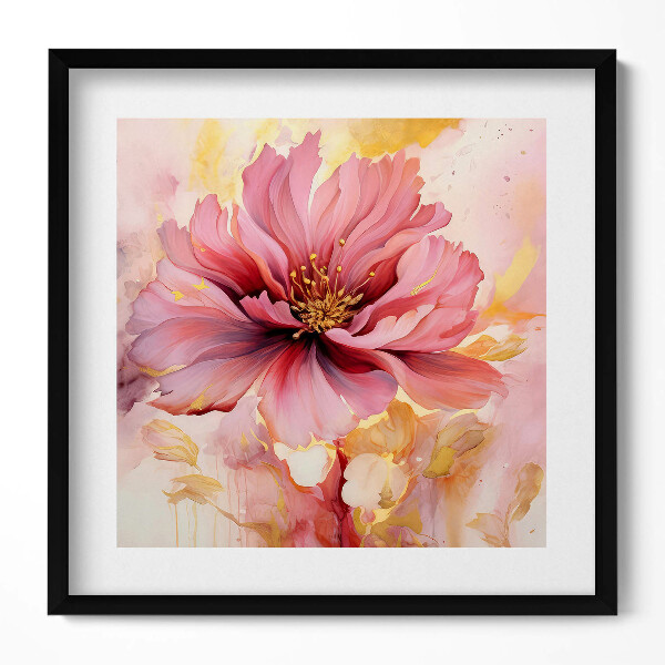 Keretezett falikép Rózsaszín virág és lágy háttér