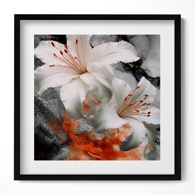 Keretezett falikép Fehér virágok absztrakt háttérrel