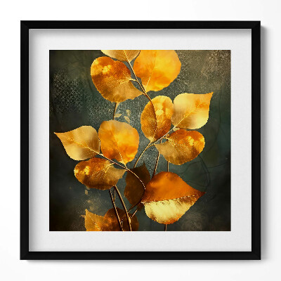 Keretezett falikép Arany színű levelek kompozíciója
