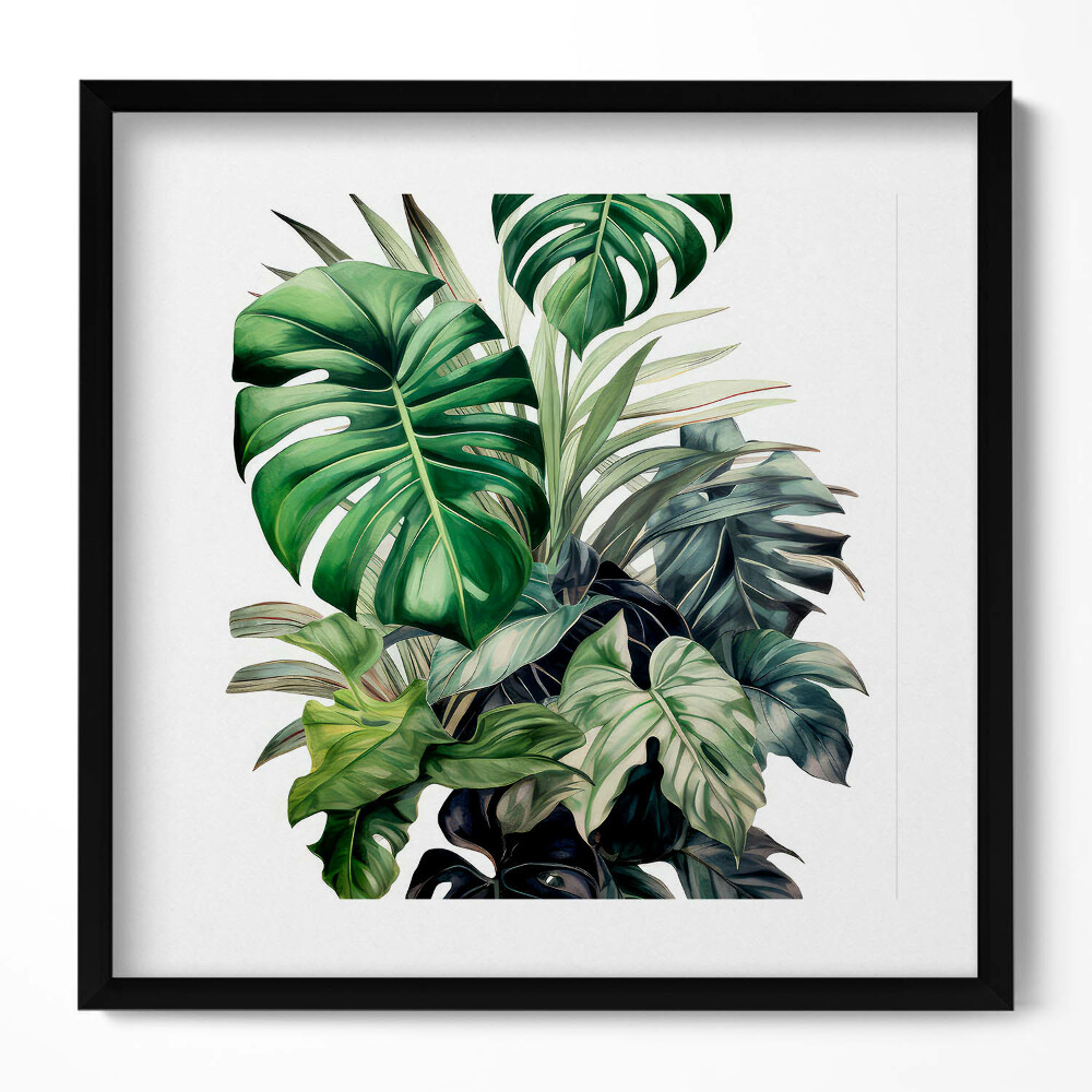 Keretezett falikép Zöld levelek és növények összhangja