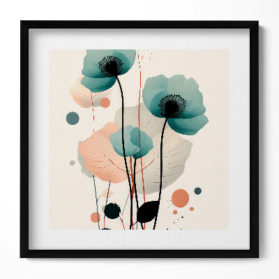 Keretezett falikép Absztrakt virágmotívum pasztell színekben