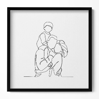 Keretezett falikép Családi összetartozás vonalrajzban