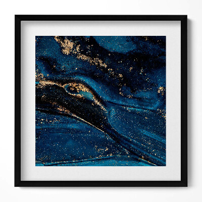 Keretezett falikép Absztrakt kék-arany mintázat