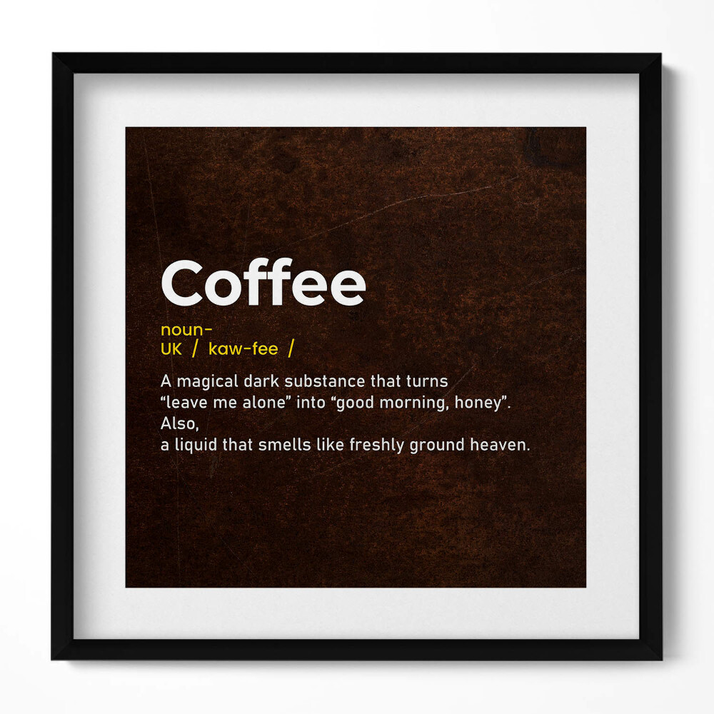 Keretezett falikép Kávé sötét illatos mágikus