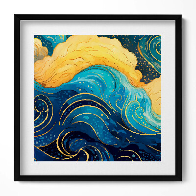 Keretezett falikép Hullámok és felhők motívuma