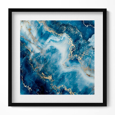 Keretezett falikép Absztrakt kék és fehér minta