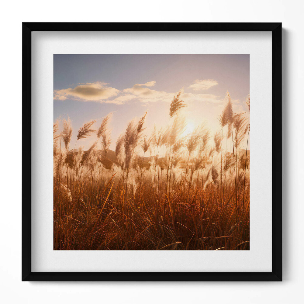 Keretezett falikép Naplemente és nádas