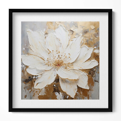 Keretezett falikép Fehér virág arany háttérrel